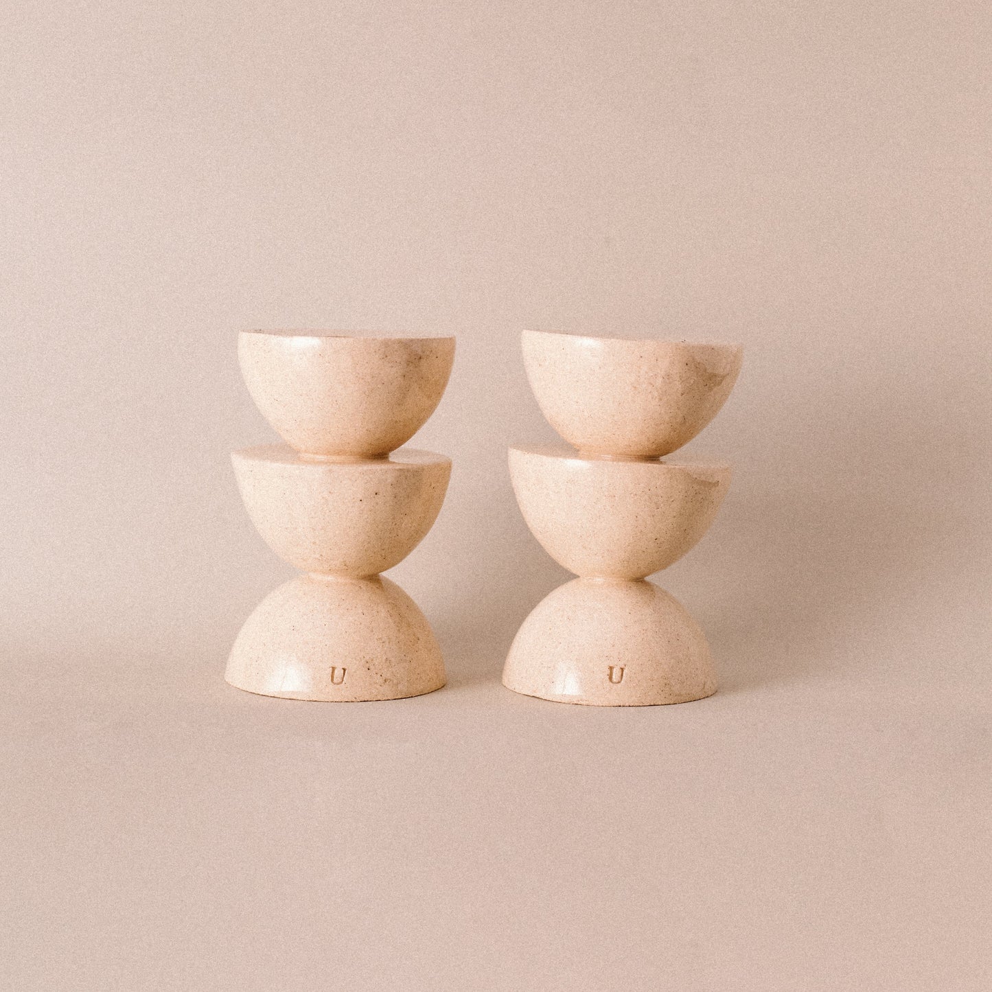 CERAMIC SET OF 2 CANDLE HOLDERS