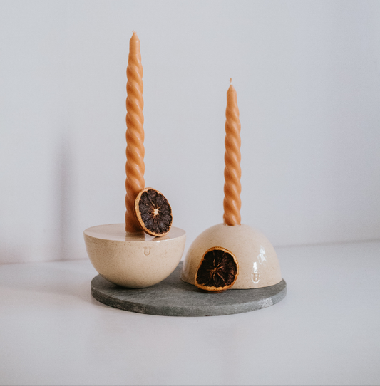 Ceramic Candle Holders Set – Single Hourglass