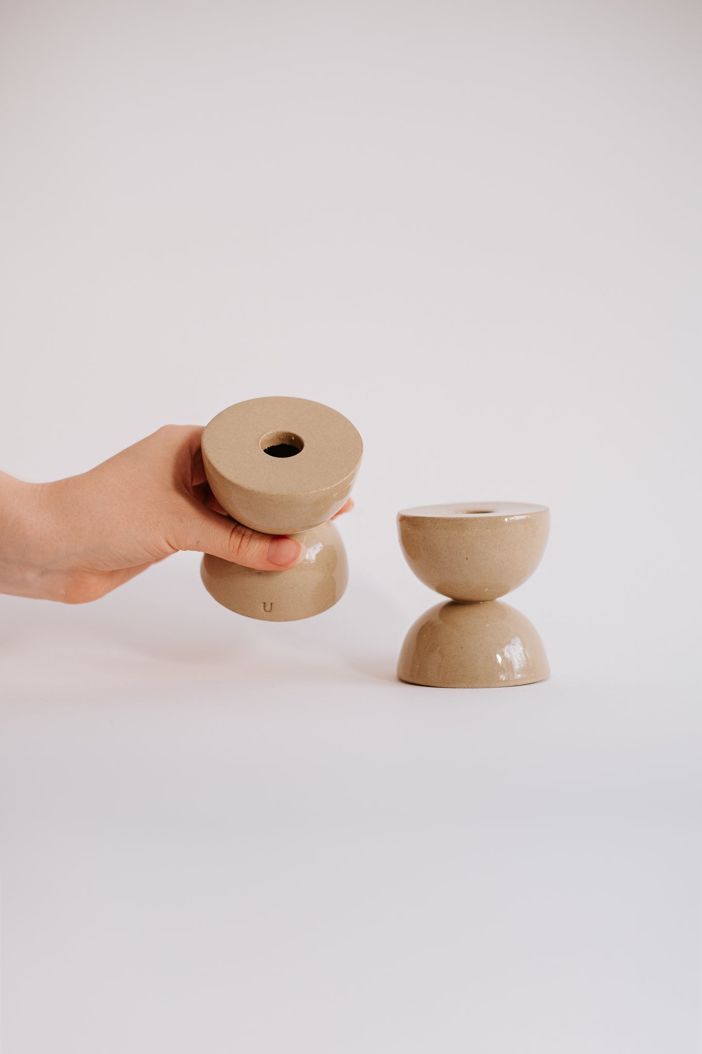 Ceramic Candle Holders – Double Hourglass Set