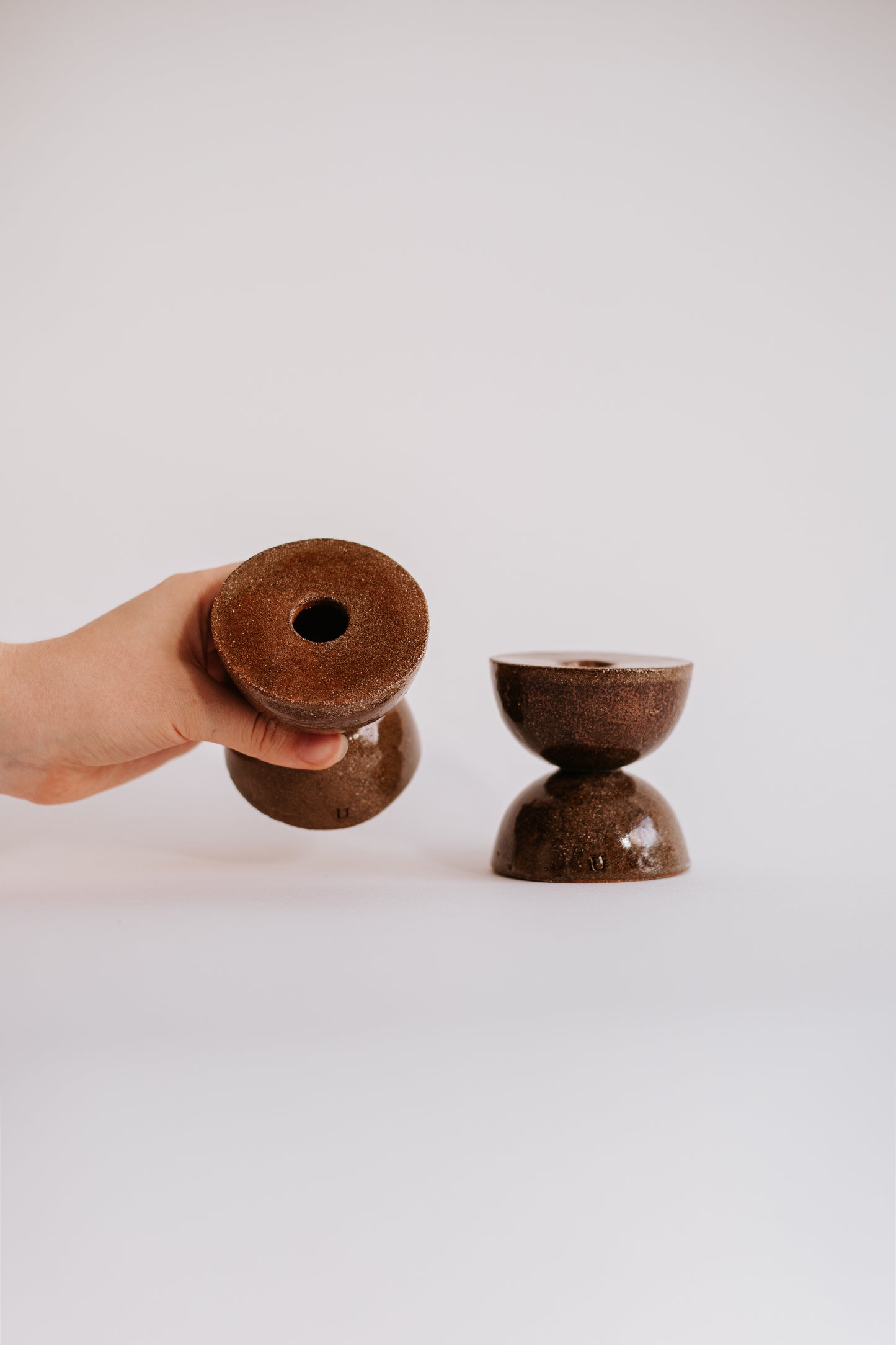 Ceramic Candle Holders – Double Hourglass Set