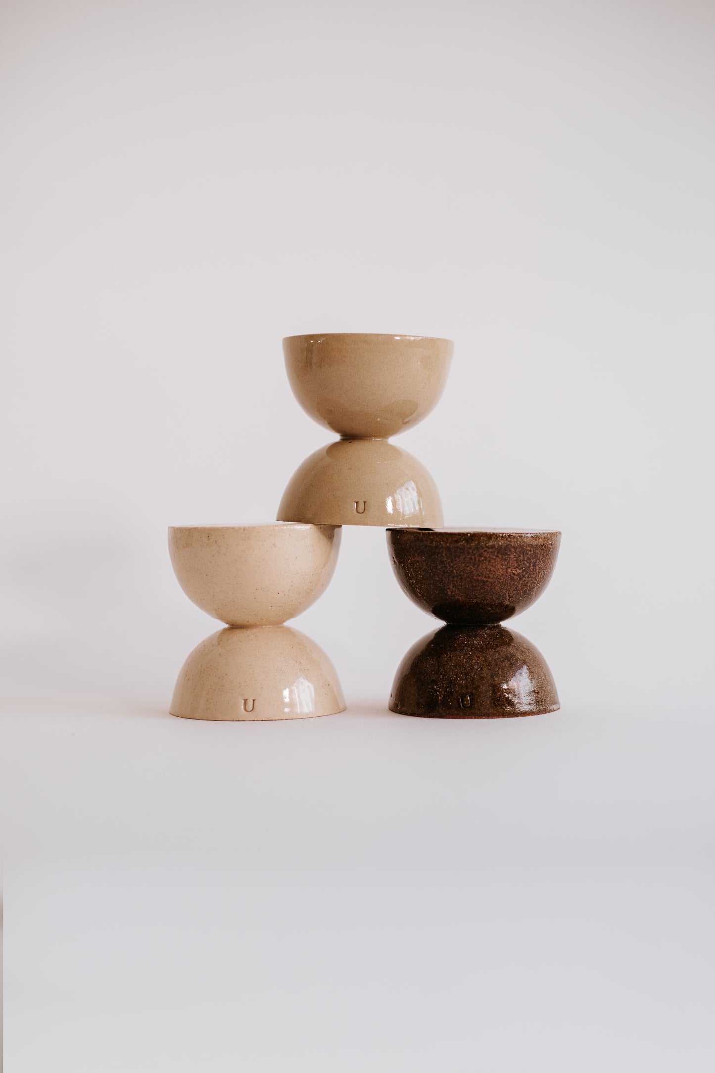 Ceramic Candle Holders – Double Hourglass Set