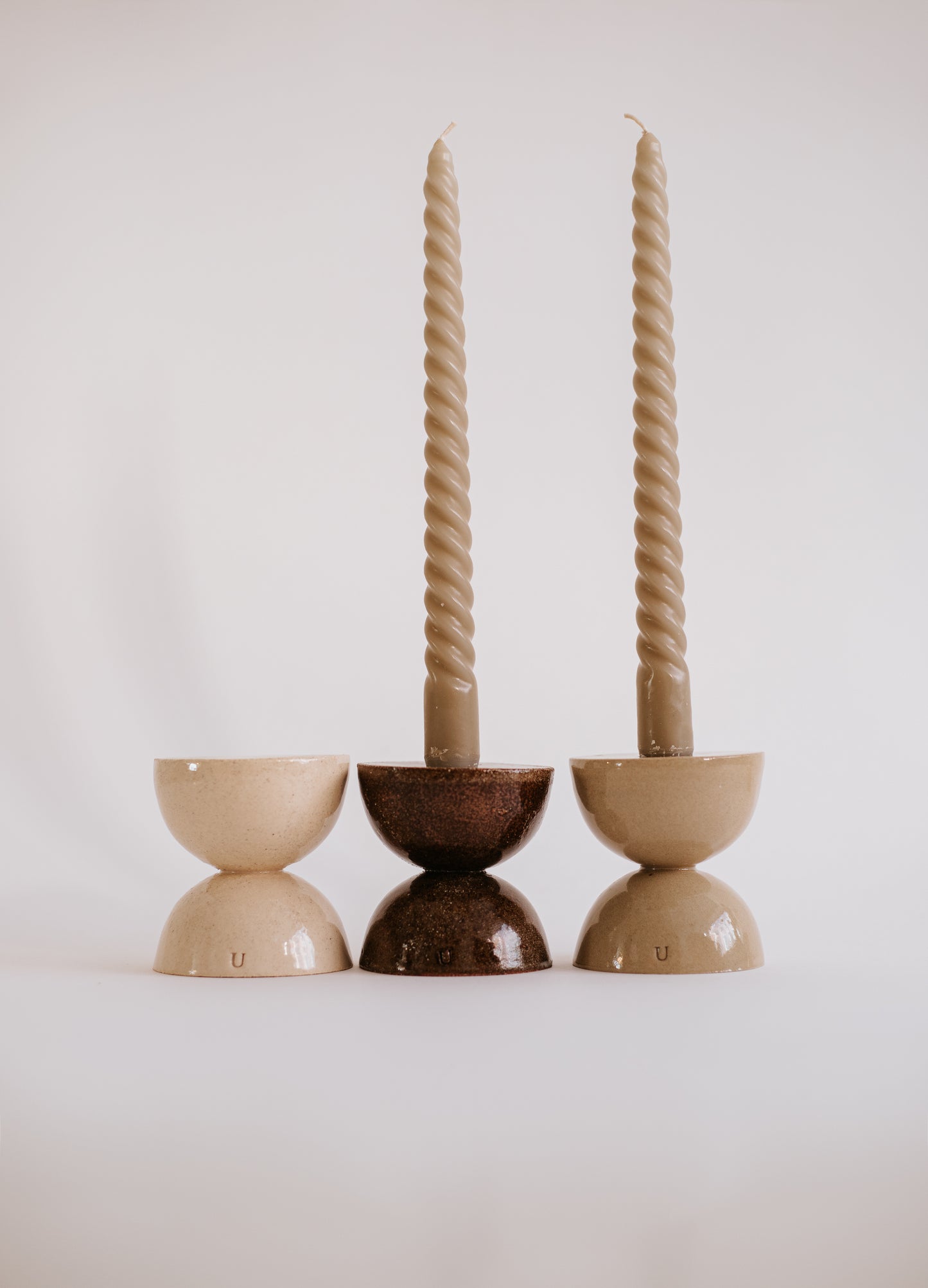 Ceramic Candle Holders – Double Hourglass Set