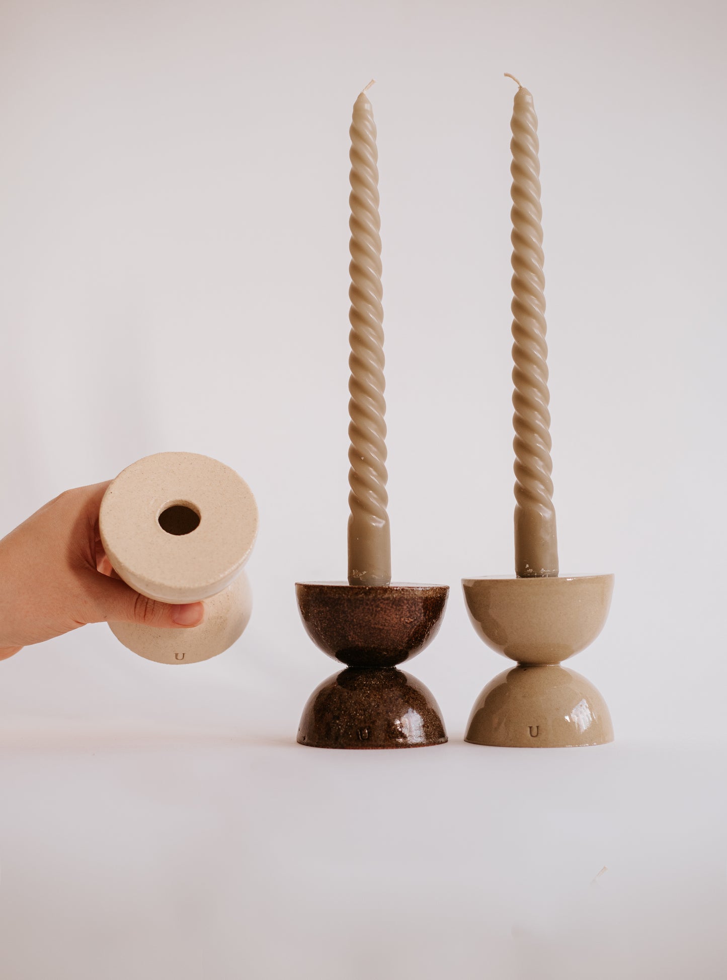 Ceramic Candle Holders – Double Hourglass Set