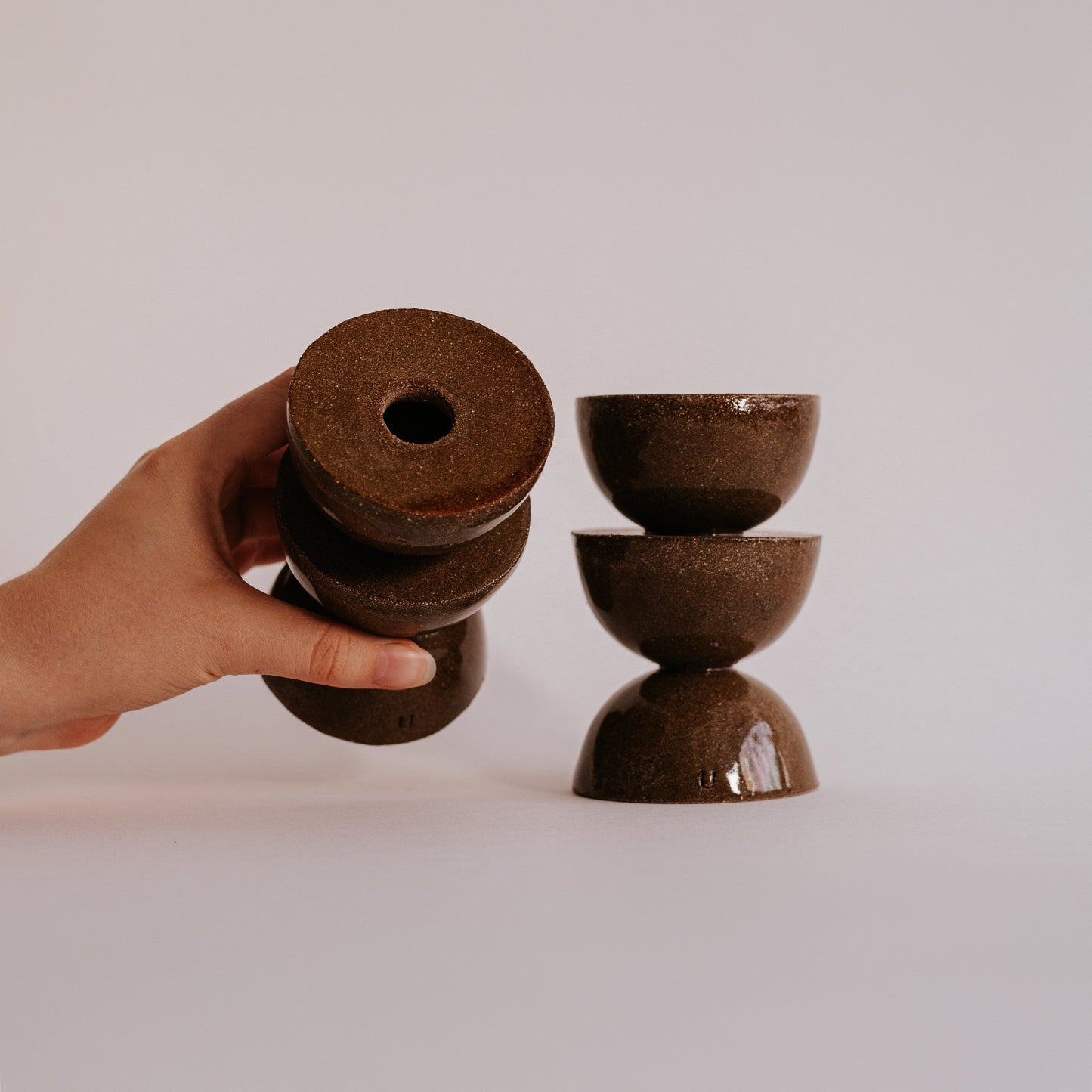 Ceramic Candle Holders – Triple Hourglass (Set of 2)