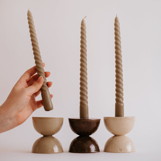 Ceramic Candle Holders – Double Hourglass Set