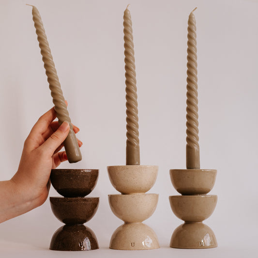 Ceramic Candle Holders – Triple Hourglass (Set of 2)