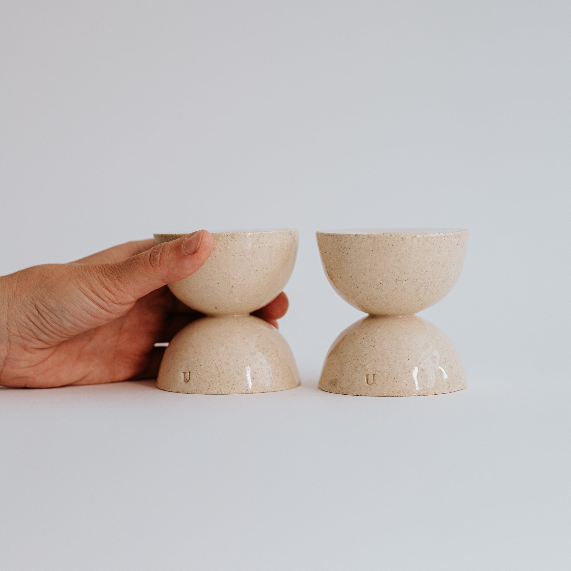 Set of Hourglass White Candle Holder