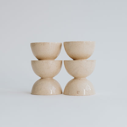 CERAMIC SET OF 2 CANDLE HOLDERS