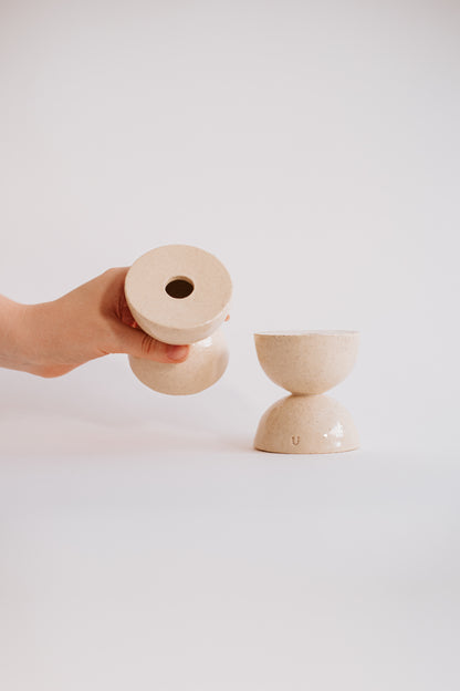 Ceramic Candle Holders – Double Hourglass Set