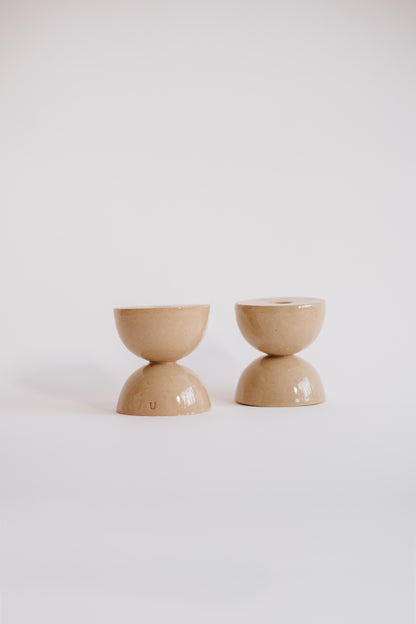Ceramic Candle Holders – Double Hourglass Set