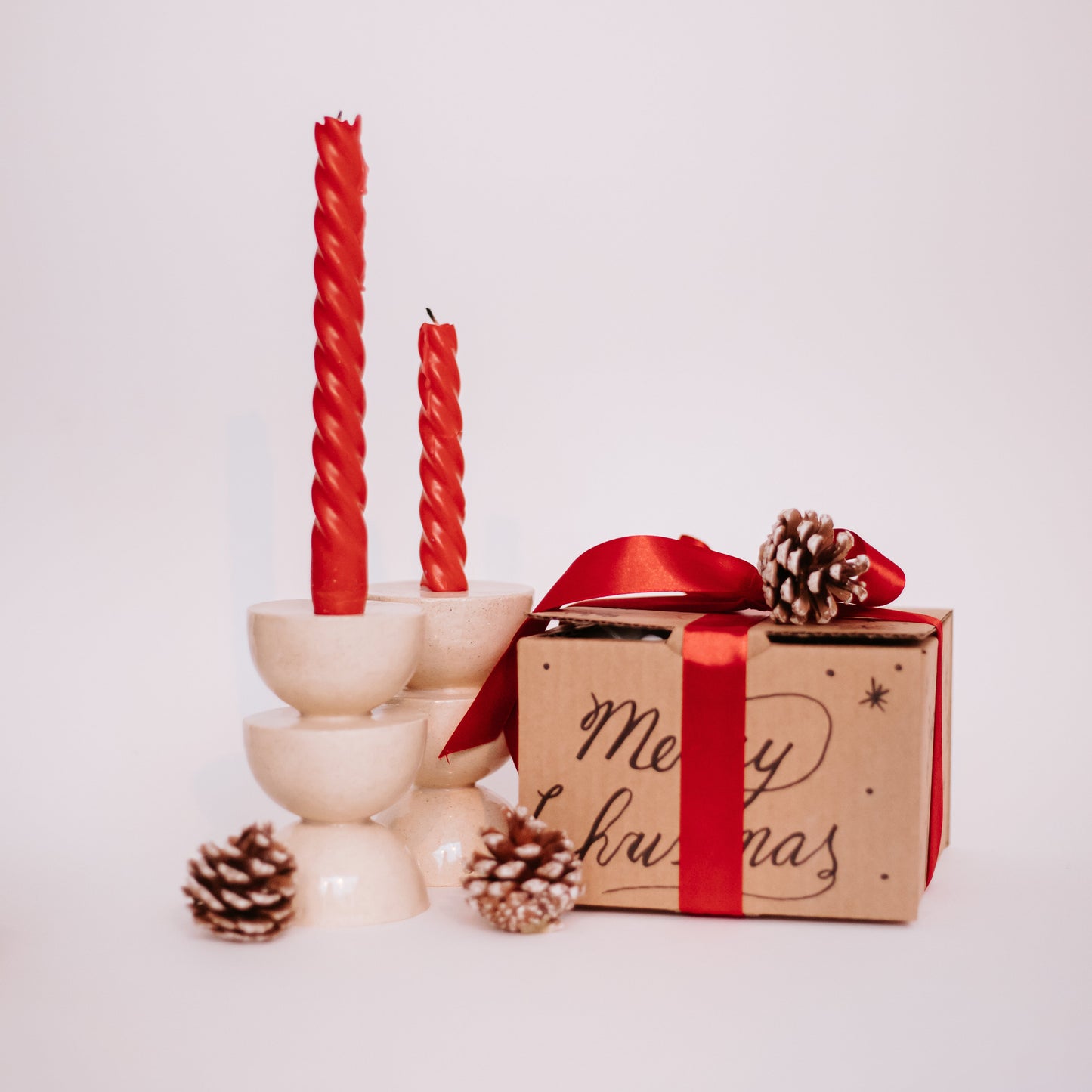 Ceramic Candle Holders – Triple Hourglass (Set of 2)