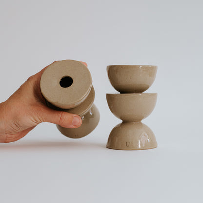 Ceramic Candle Holders – Triple Hourglass (Set of 2)