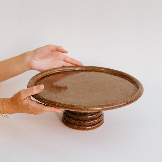 cake stand ceramic brown ursula ceramica