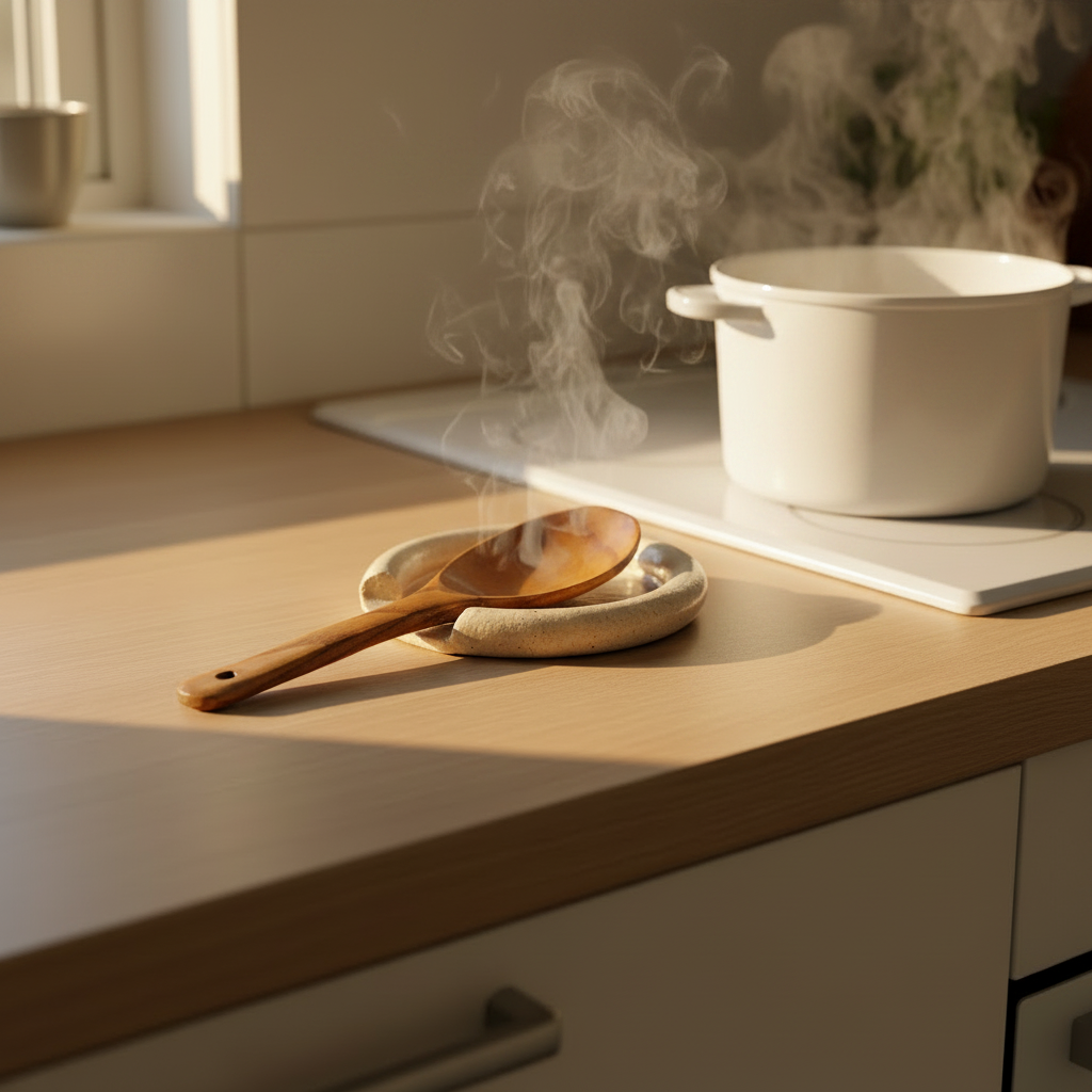 Spoon Rest — White Pot on Stove